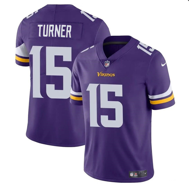 Men's Minnesota Vikings #15 Dallas Turner Purple 2024 Draft Vapor Untouchable Limited Football Stitched Jersey